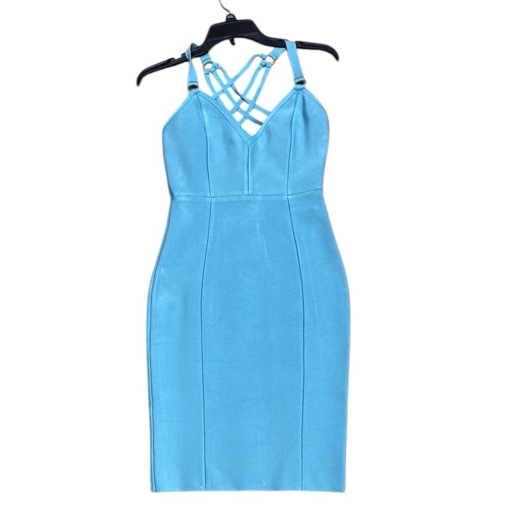 House of London. Vibrant Blue Backless Bodycon Dress with Spaghetti Straps - Picture 5 of 9